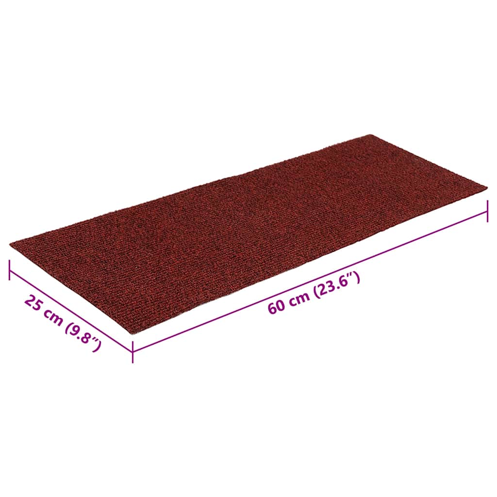 Stufenmatten Selbstklebend 15 Stk. 60x25 cm Bordeauxrot Rechteckig