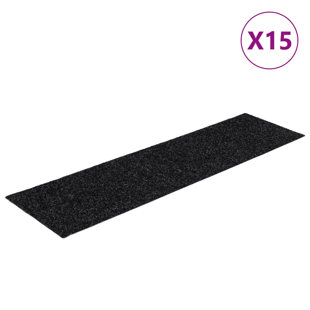 Stufenmatten Selbstklebend 15 Stk. 76x20 cm Schwarz Rechteckig