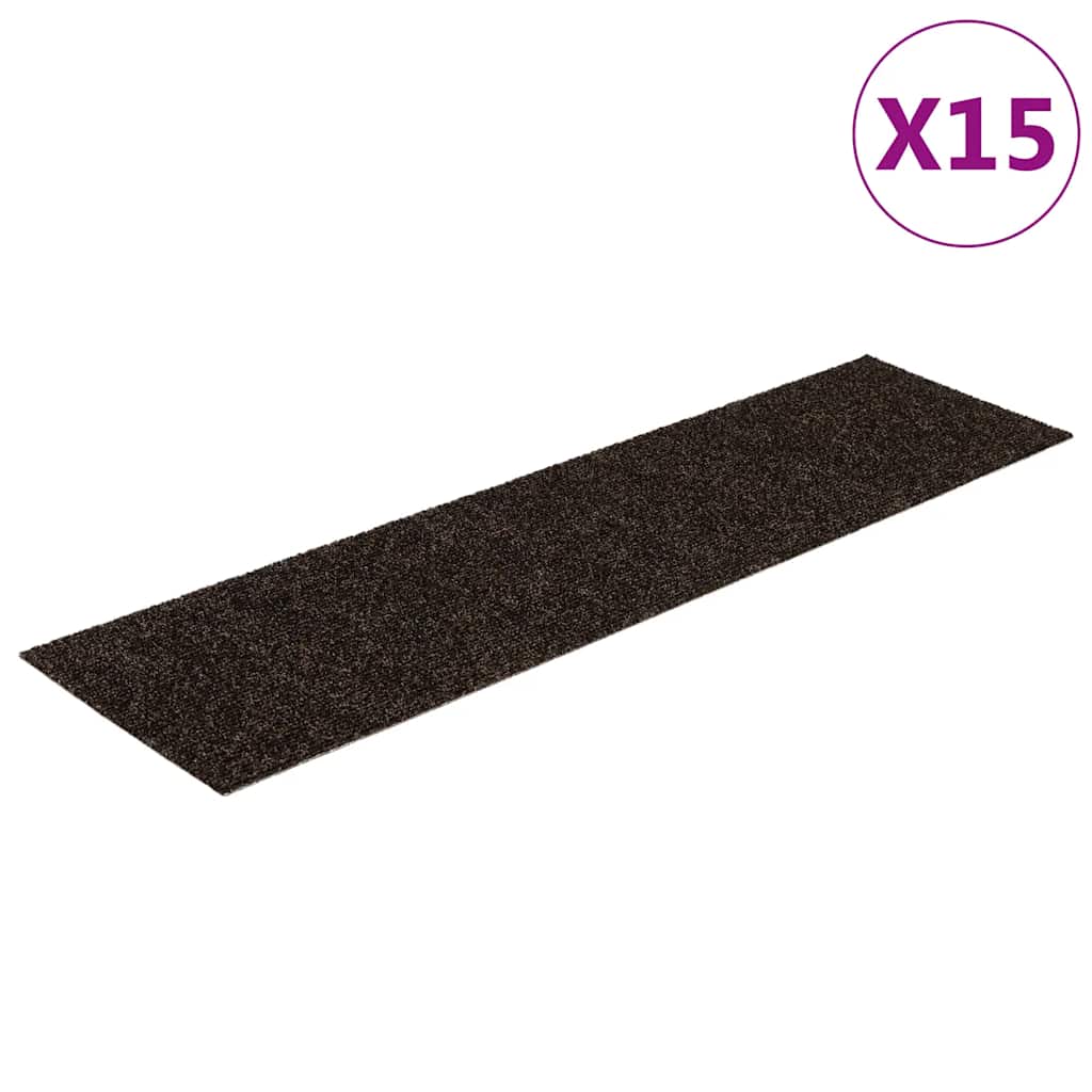 Stufenmatten Selbstklebend 15 Stk. 76x20 cm Dunkelbraun Rechteckig