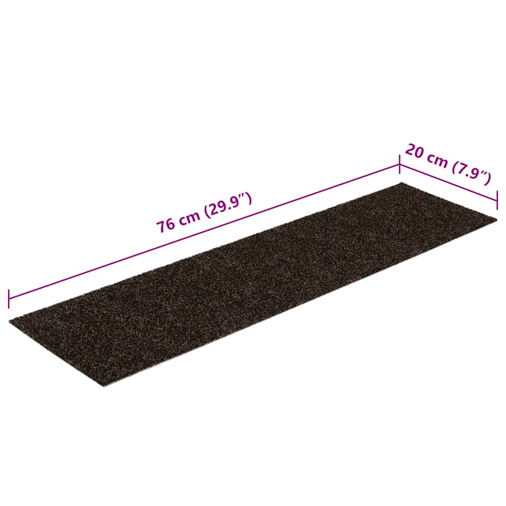 Stufenmatten Selbstklebend 15 Stk. 76x20 cm Dunkelbraun Rechteckig