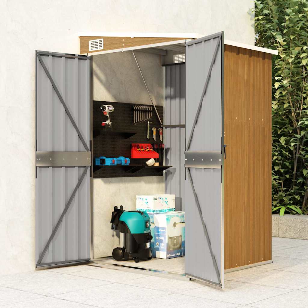 Anbauschuppen Braun 118x100x178 cm Verzinkter Stahl