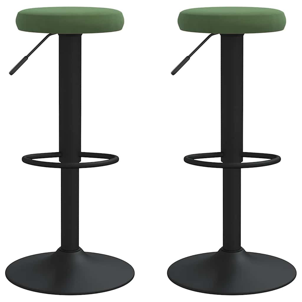 Barhocker 2 Stk. Dunkelgrün Samt