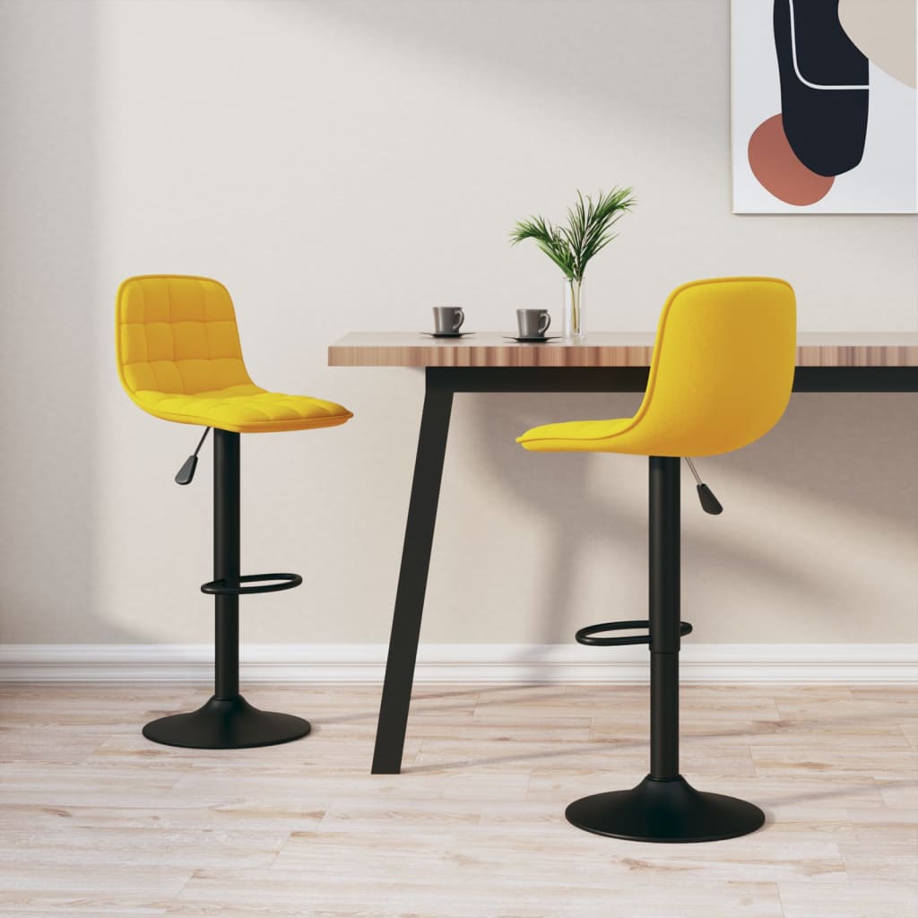 Barhocker 2 Stk. Gelb Samt