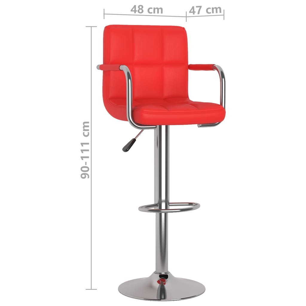 Barhocker 2 Stk. Rot Kunstleder