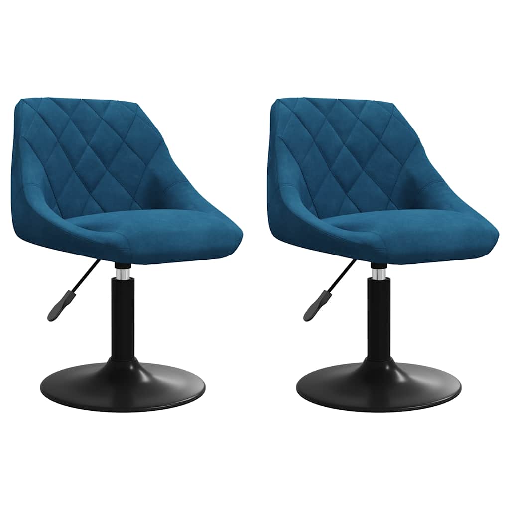 Esszimmerstühle 2 Stk. Drehbar Blau Samt