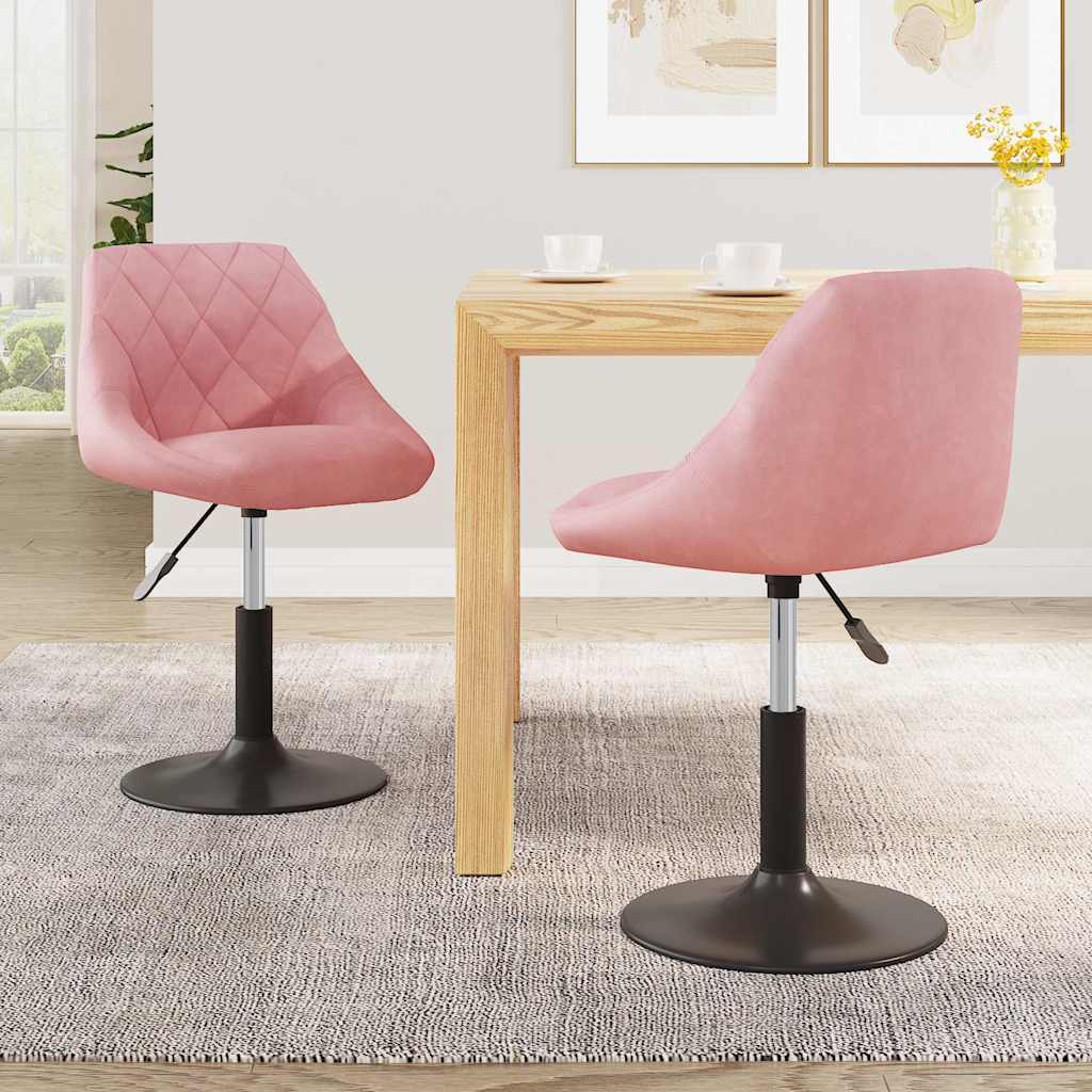 Esszimmerstühle 2 Stk. Drehbar Rosa Samt