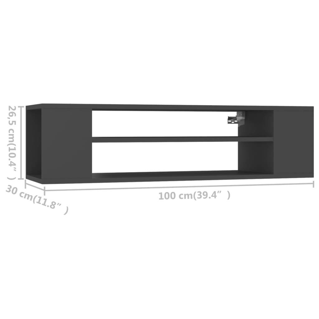 TV-Hängeschrank Grau 100x30x26,5 cm Holzwerkstoff