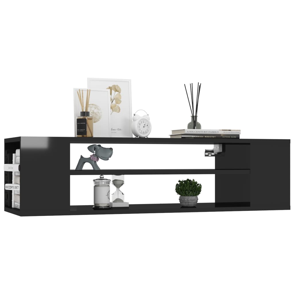 TV-Hängeschrank Hochglanz-Schwarz 100x30x26,5 cm Holzwerkstoff