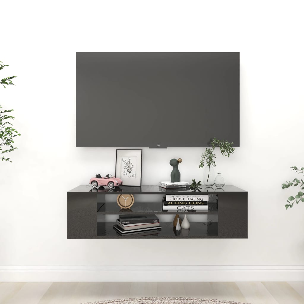 TV-Hängeschrank Hochglanz-Schwarz 100x30x26,5 cm Holzwerkstoff