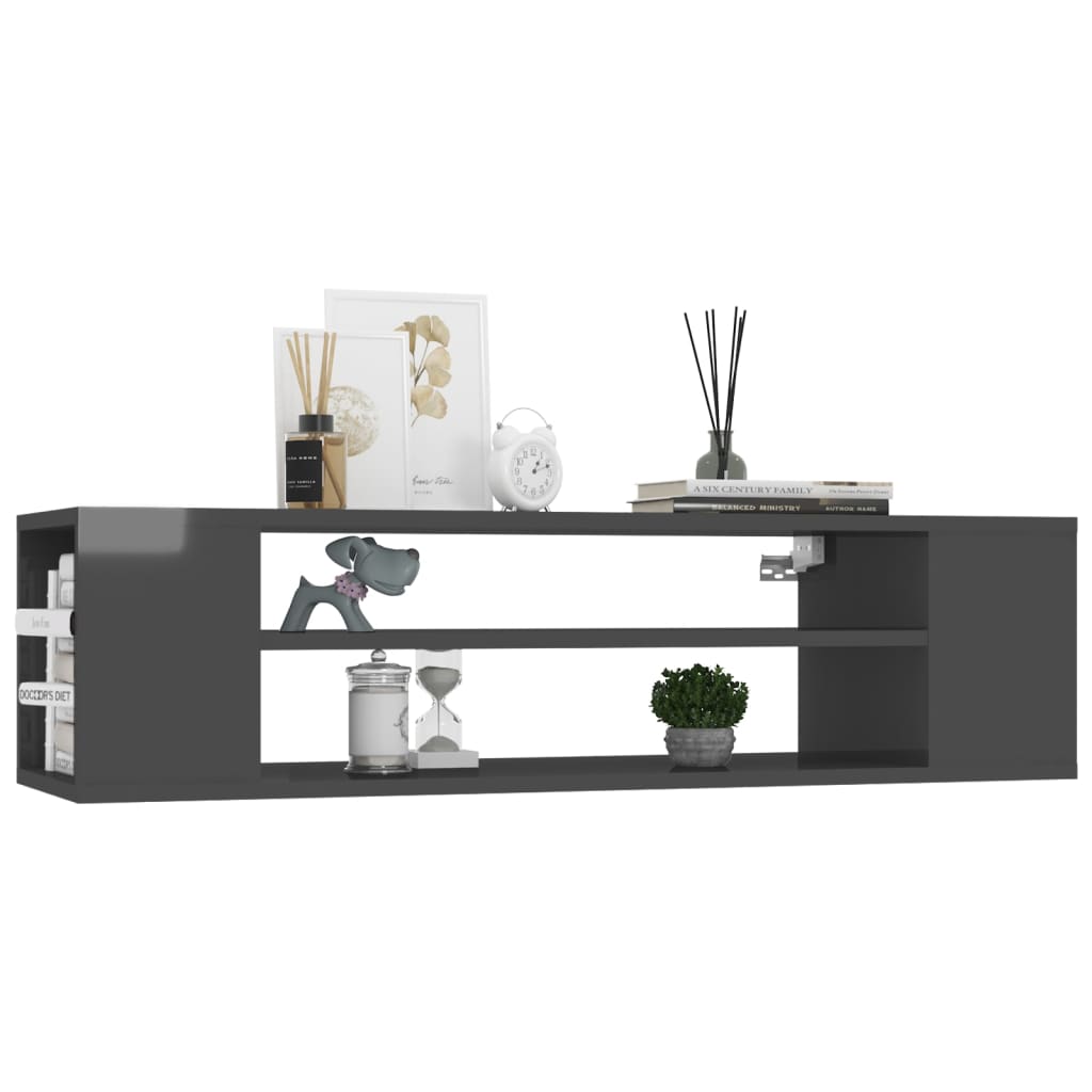 TV-Hängeschrank Hochglanz-Grau 100x30x26,5 cm Holzwerkstoff
