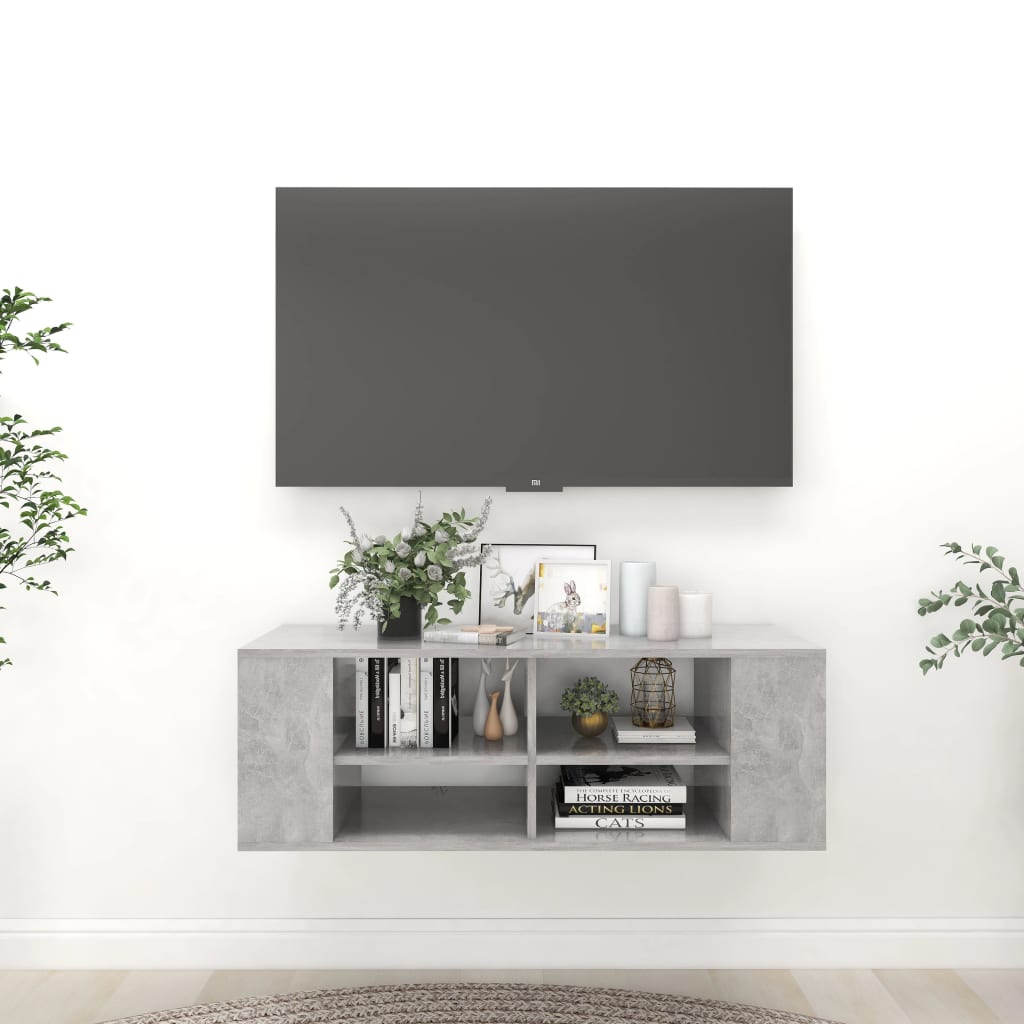 TV-Wandschrank Betongrau 102x35x35 cm Holzwerkstoff
