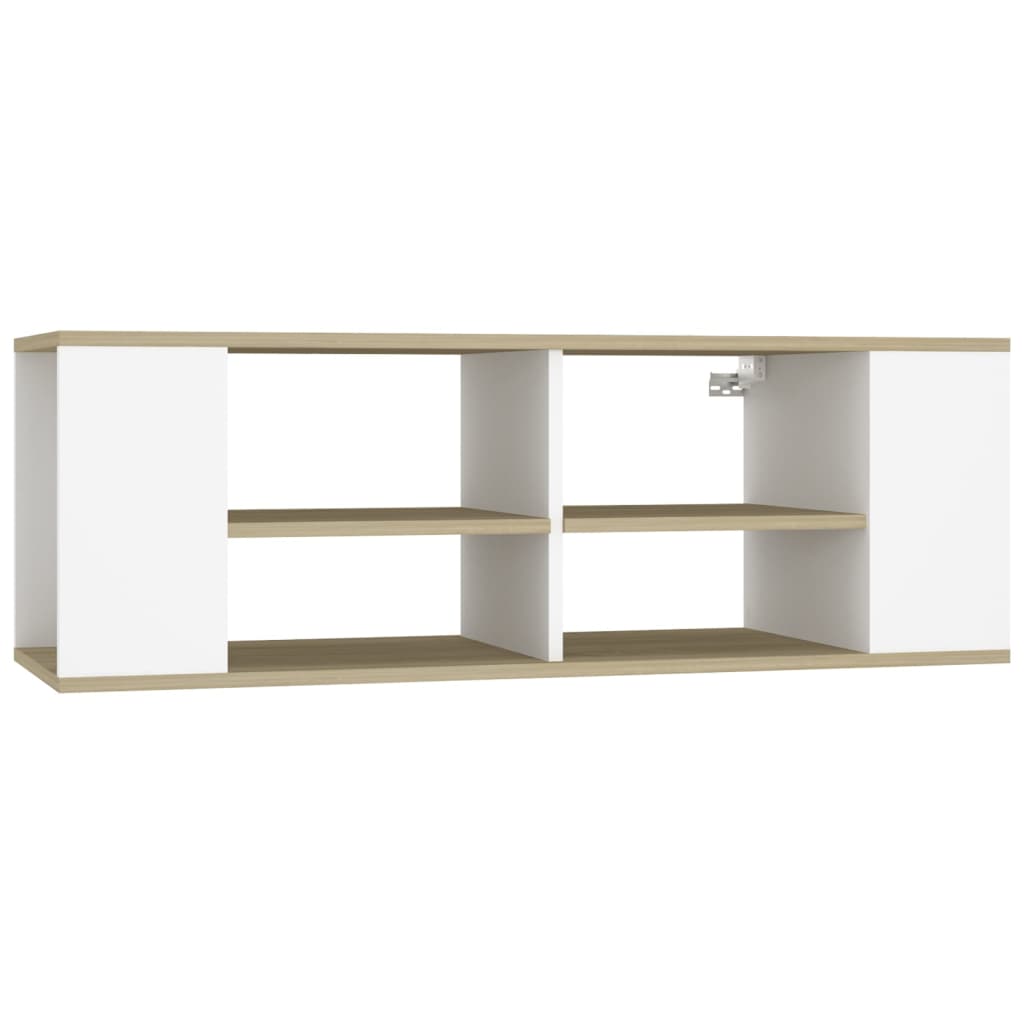 TV-Wandschrank Weiß Sonoma-Eiche 102x35x35 cm Holzwerkstoff