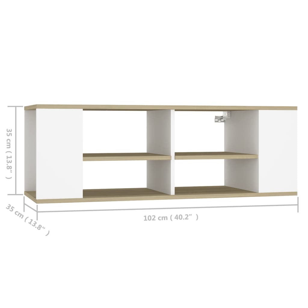 TV-Wandschrank Weiß Sonoma-Eiche 102x35x35 cm Holzwerkstoff