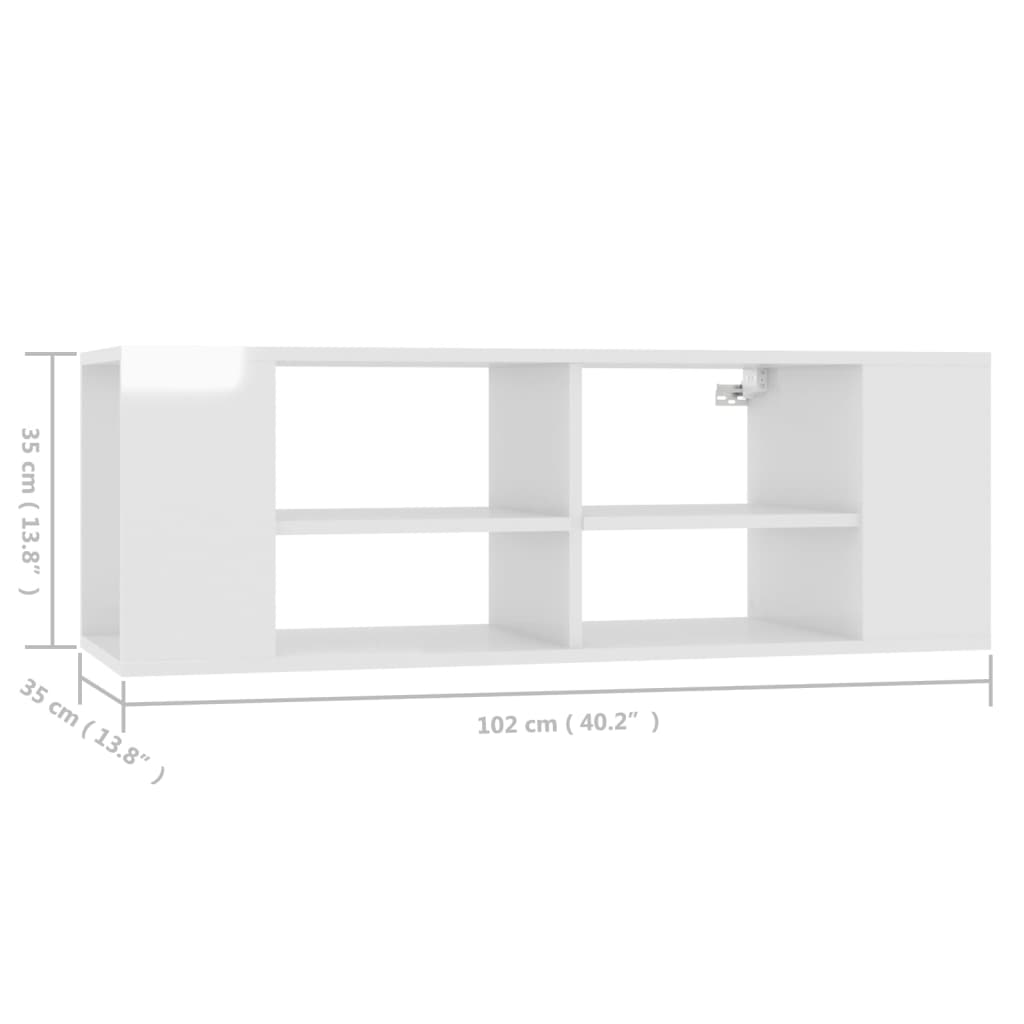TV-Wandschrank Hochglanz-Weiß 102x35x35 cm Holzwerkstoff