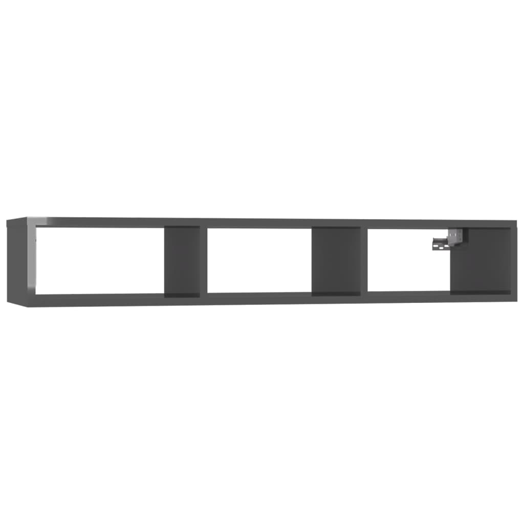 Wandregal Hochglanz-Grau 102x30x17 cm Holzwerkstoff
