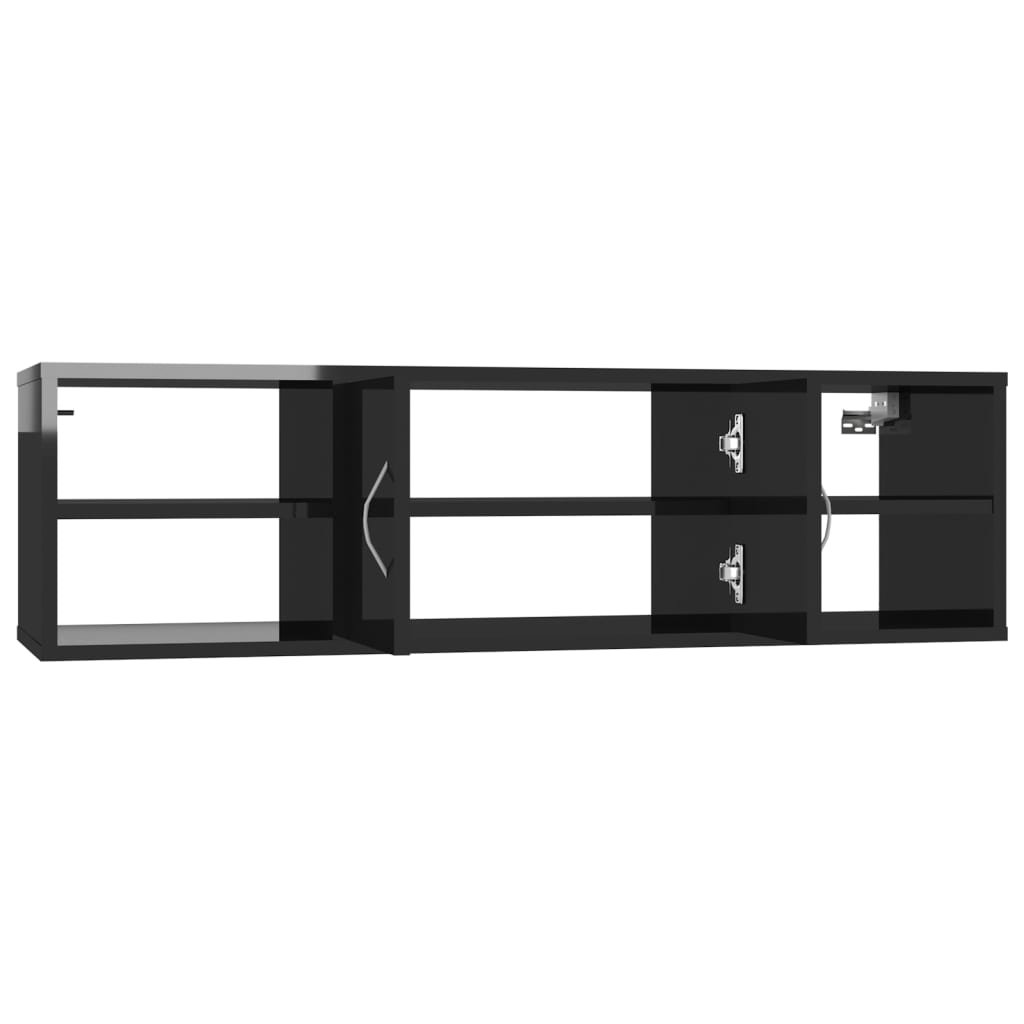Wandregal Hochglanz-Schwarz 102x30x29 cm Holzwerkstoff