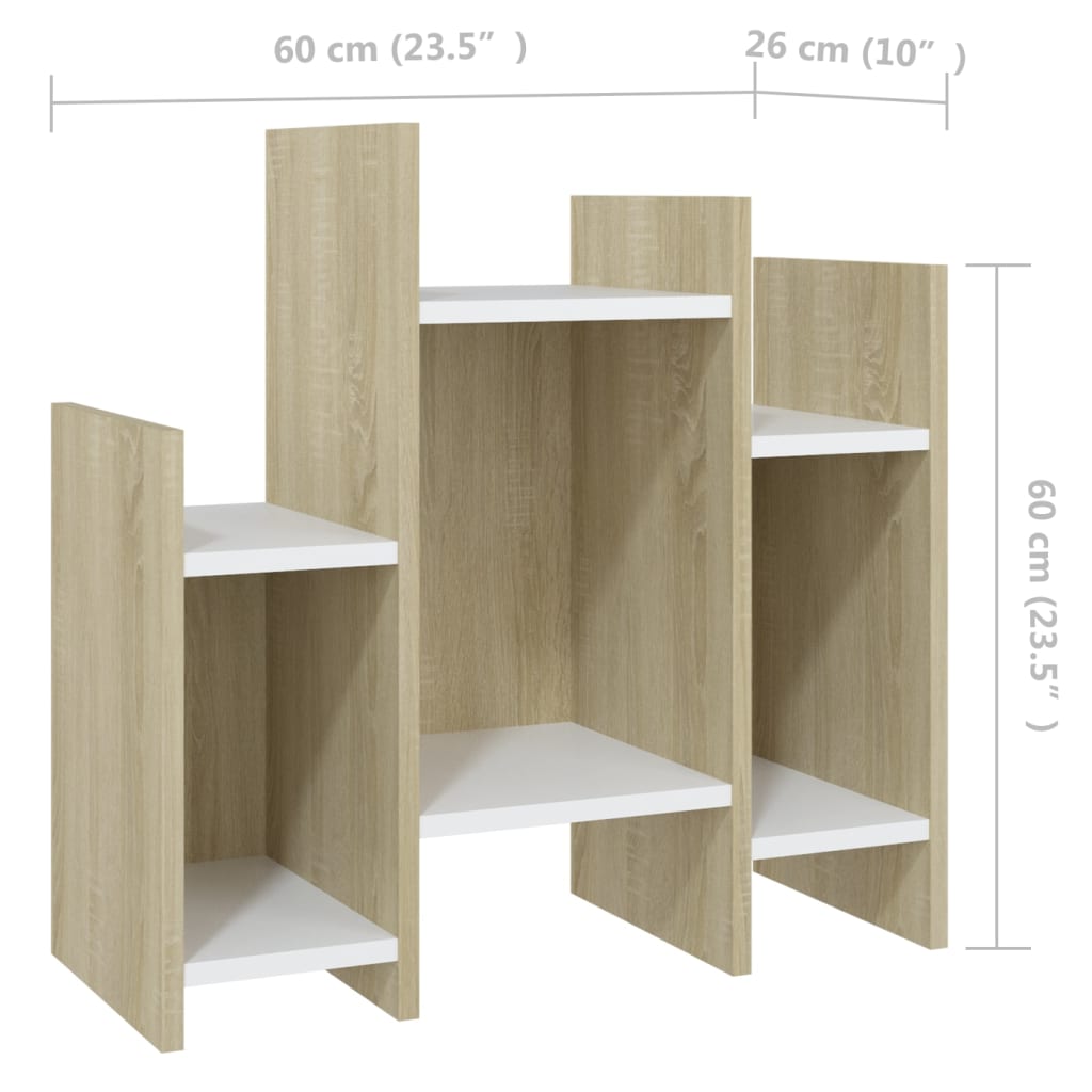 Regalschrank Sonoma-Eiche Weiß 60x26x60 cm Holzwerkstoff