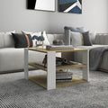 Couchtisch Sonoma-Eiche Weiß 60x60x40 cm Holzwerkstoff