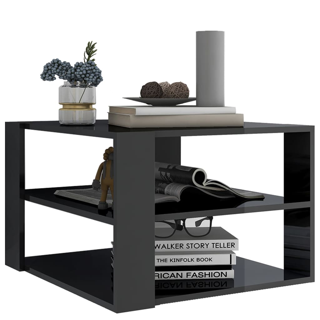 Couchtisch Hochglanz-Grau 60x60x40 cm Holzwerkstoff