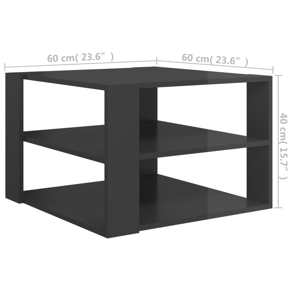 Couchtisch Hochglanz-Grau 60x60x40 cm Holzwerkstoff