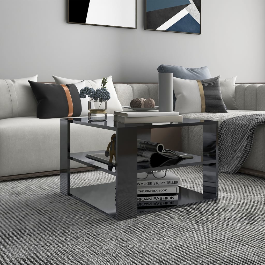 Couchtisch Hochglanz-Grau 60x60x40 cm Holzwerkstoff