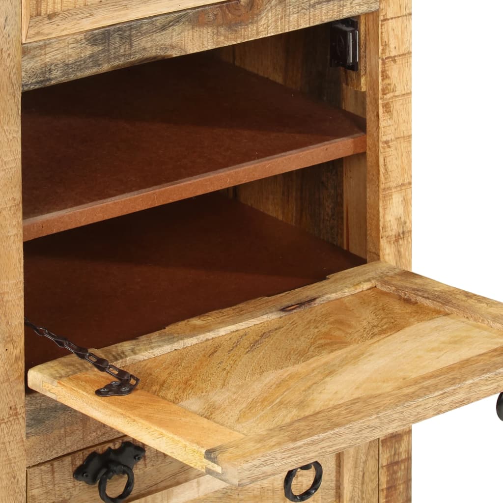 Schuhschrank mit 4 Fächern und Schublade Massivholz Mango