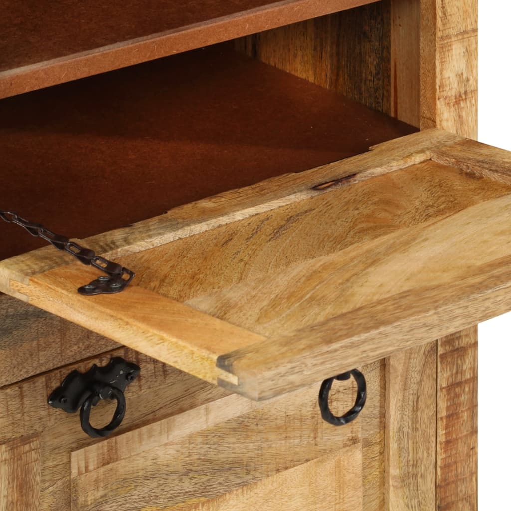 Schuhschrank mit 4 Fächern und Schublade Massivholz Mango