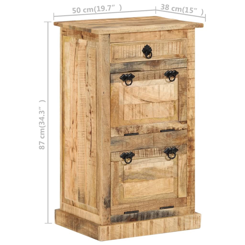 Schuhschrank mit 4 Fächern und Schublade Massivholz Mango