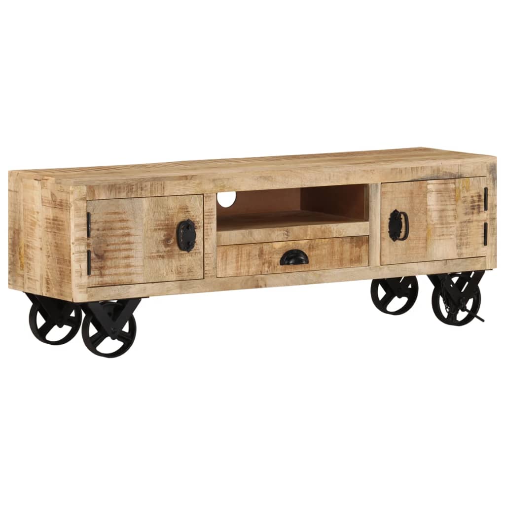 TV-Schrank mit Rädern 110x30x37 cm Massivholz Mango