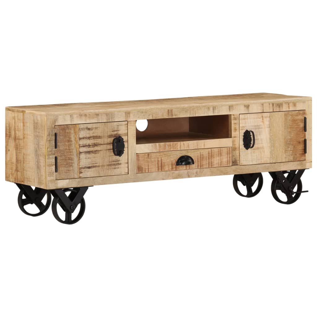 TV-Schrank mit Rädern 110x30x37 cm Massivholz Mango