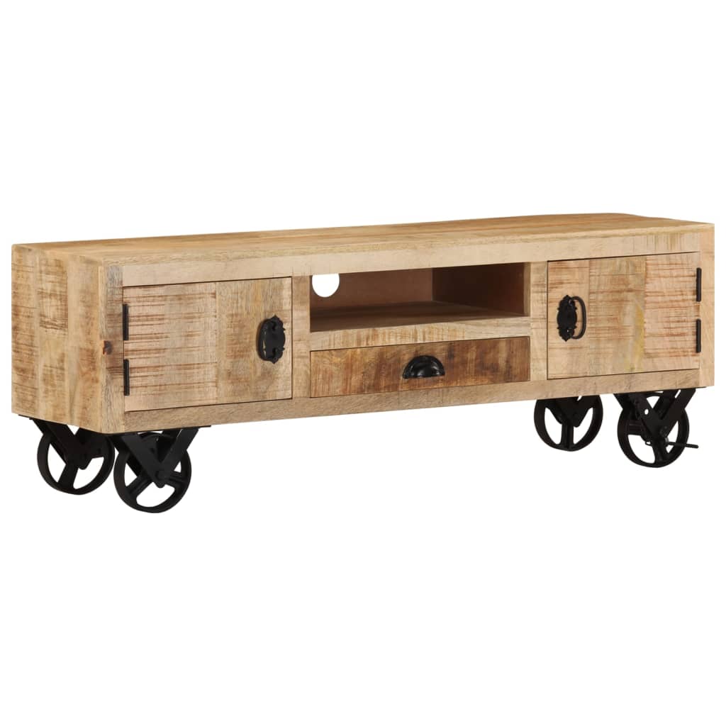 TV-Schrank mit Rädern 110x30x37 cm Massivholz Mango