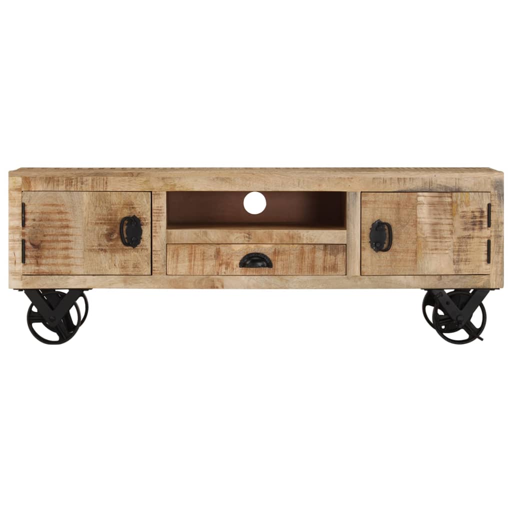 TV-Schrank mit Rädern 110x30x37 cm Massivholz Mango