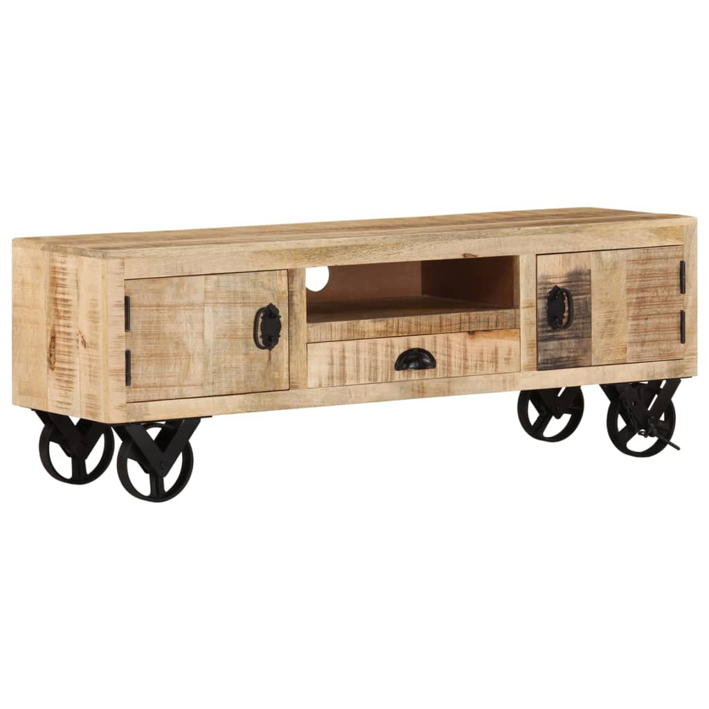 TV-Schrank mit Rädern 110x30x37 cm Massivholz Mango