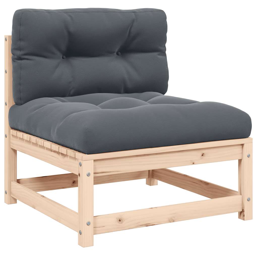 Garten-Mittelsofa mit Kissen Massivholz Kiefer