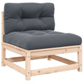 Garten-Mittelsofa mit Kissen Massivholz Kiefer