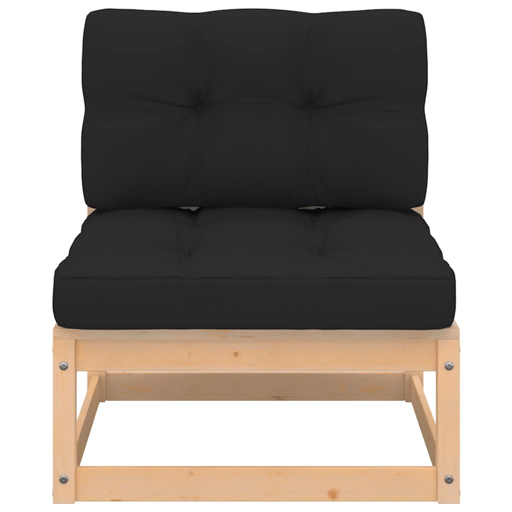 Garten-Mittelsofa mit Kissen Massivholz Kiefer