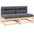Garten-Mittelsofas mit Kissen 2 Stk. Massivholz Kiefer