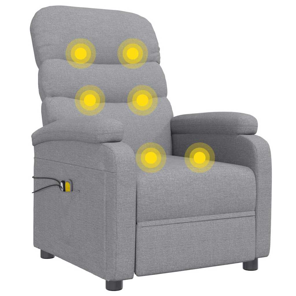 Massagesessel Elektrisch Hellgrau Stoff