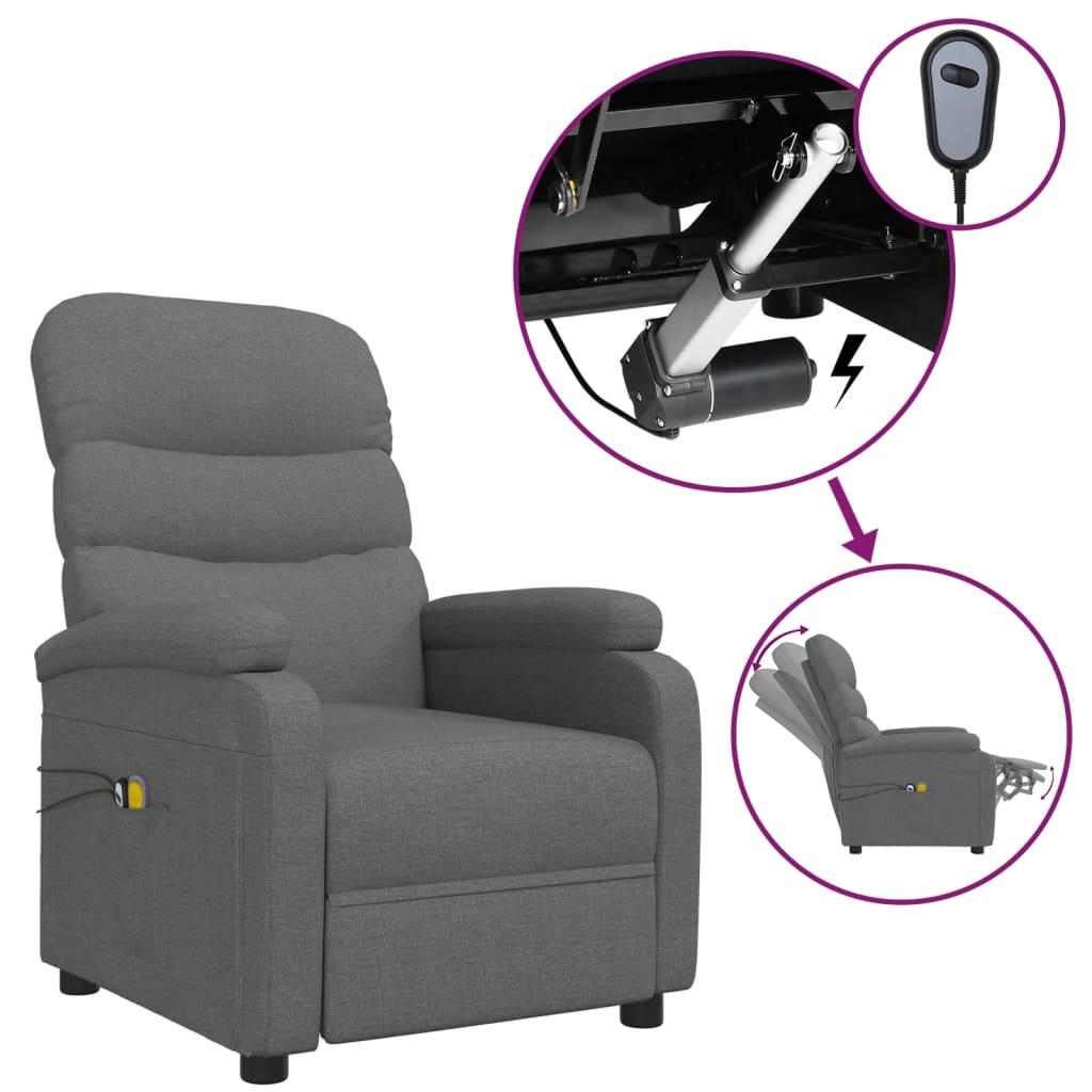 Massagesessel Elektrisch Dunkelgrau Stoff