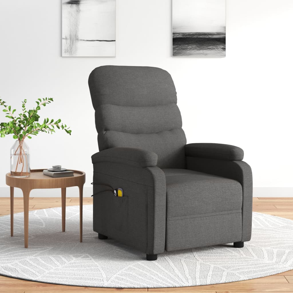 Massagesessel Elektrisch Dunkelgrau Stoff