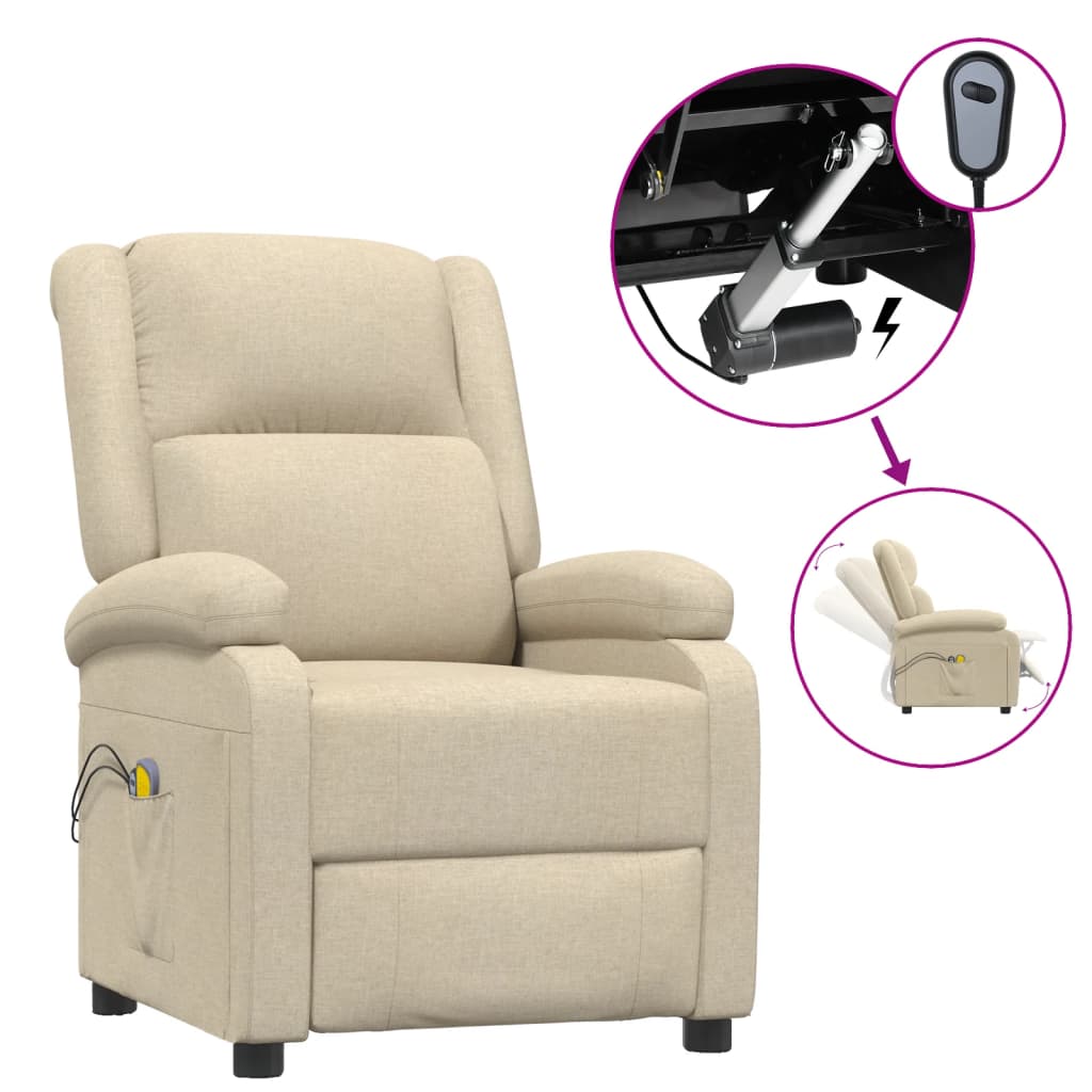 Massagesessel Elektrisch Creme Stoff