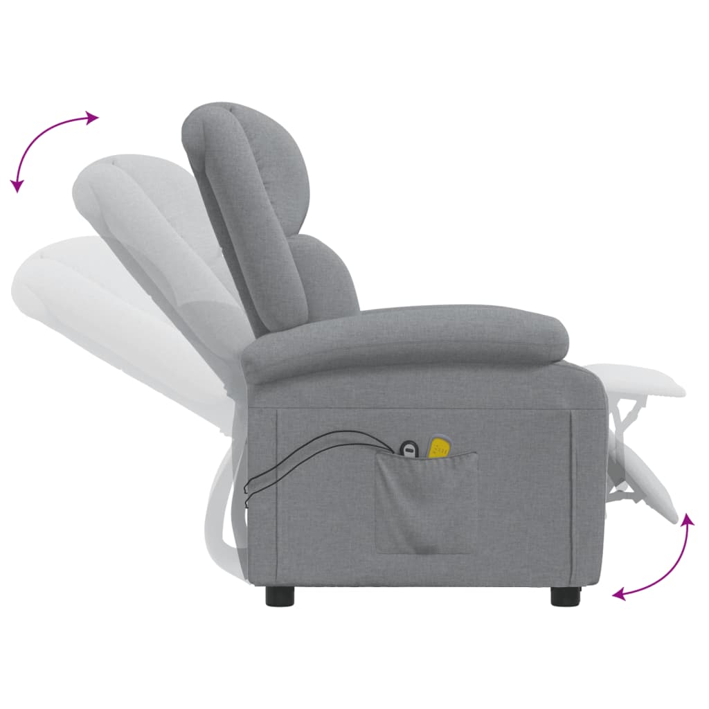 Massagesessel Elektrisch Hellgrau Stoff