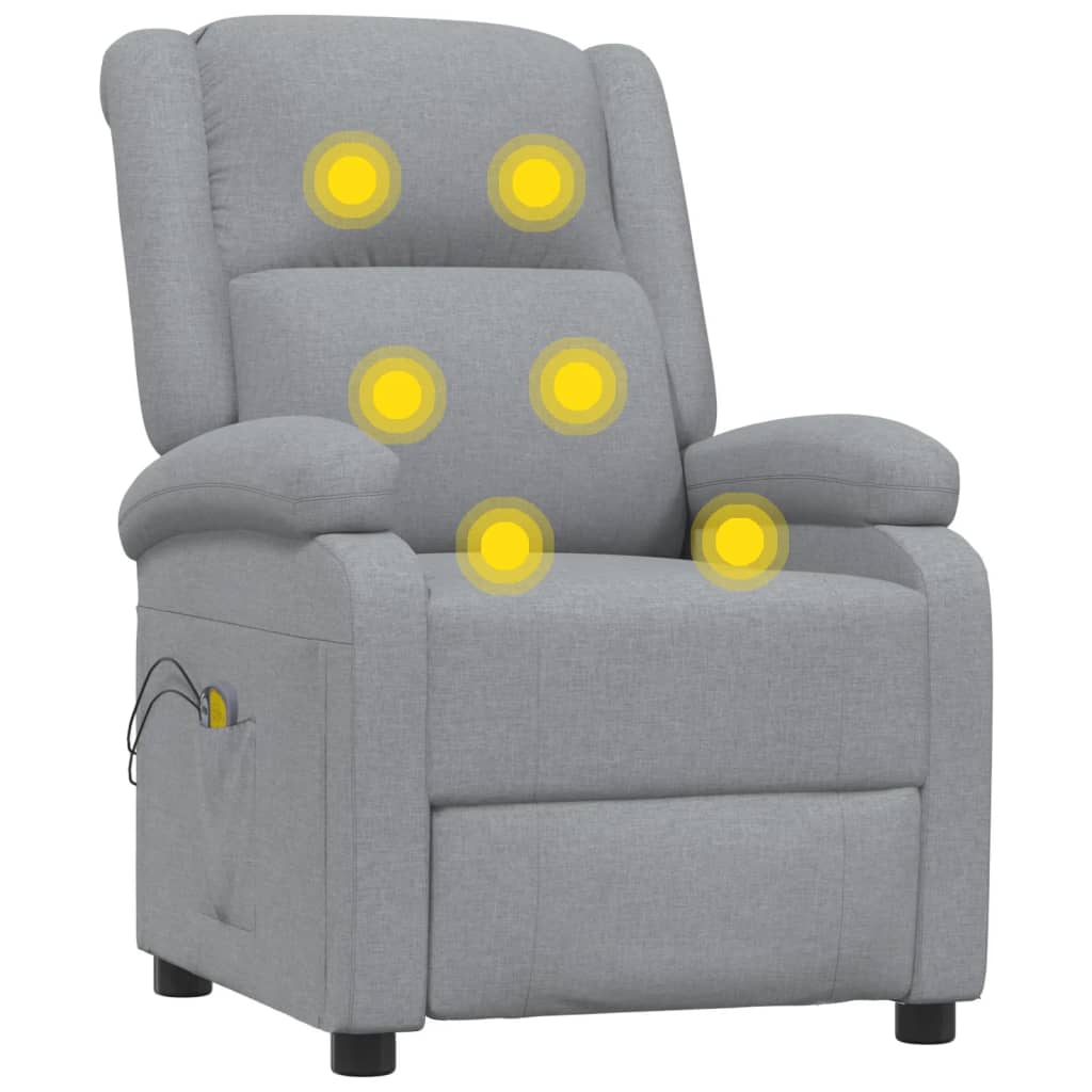 Massagesessel Elektrisch Hellgrau Stoff