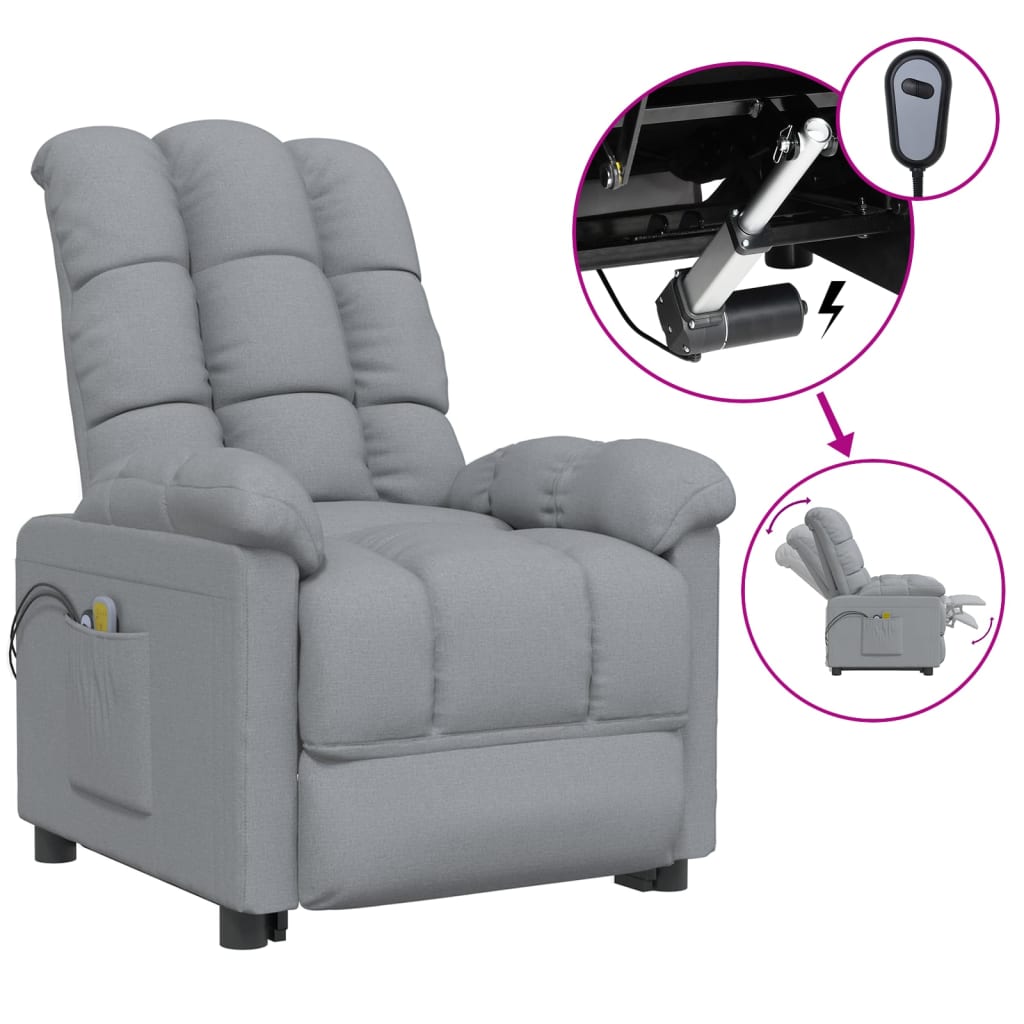 Massagesessel Elektrisch Hellgrau Stoff