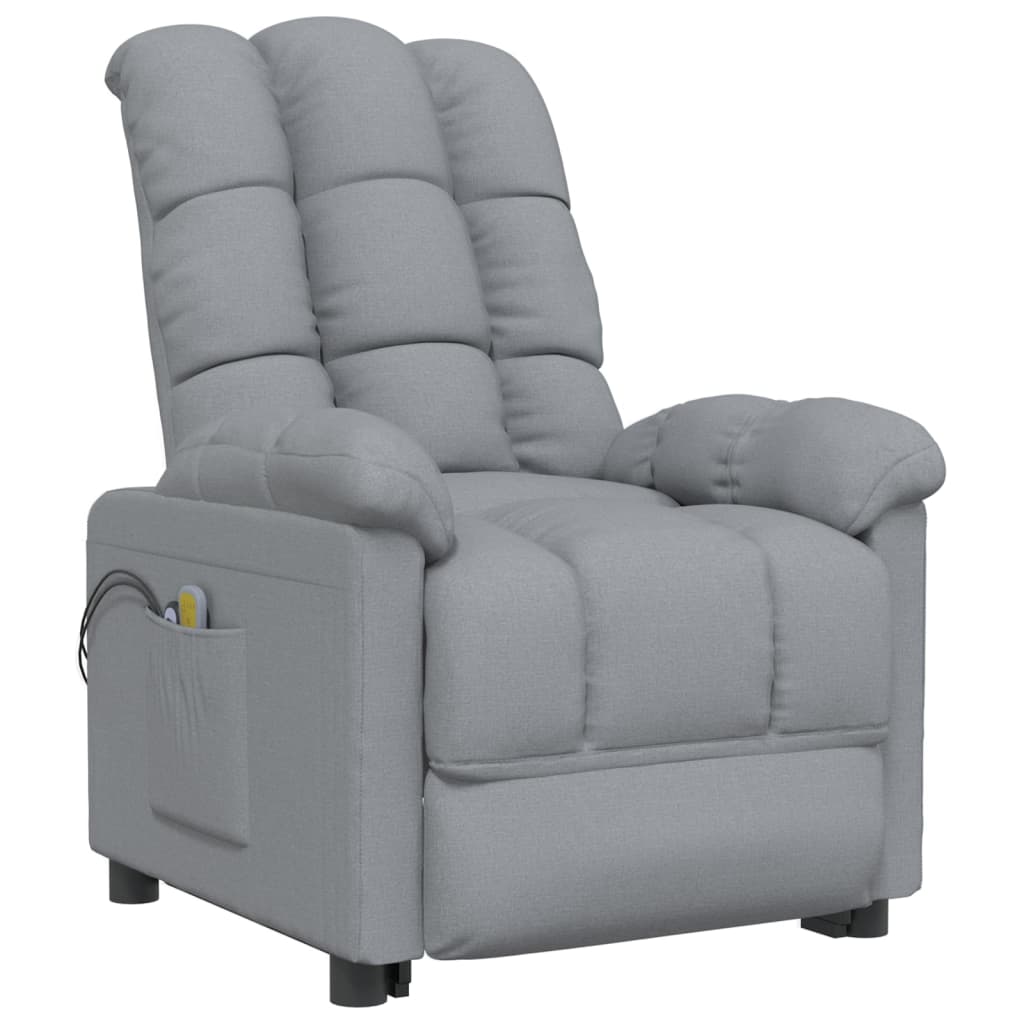 Massagesessel Elektrisch Hellgrau Stoff