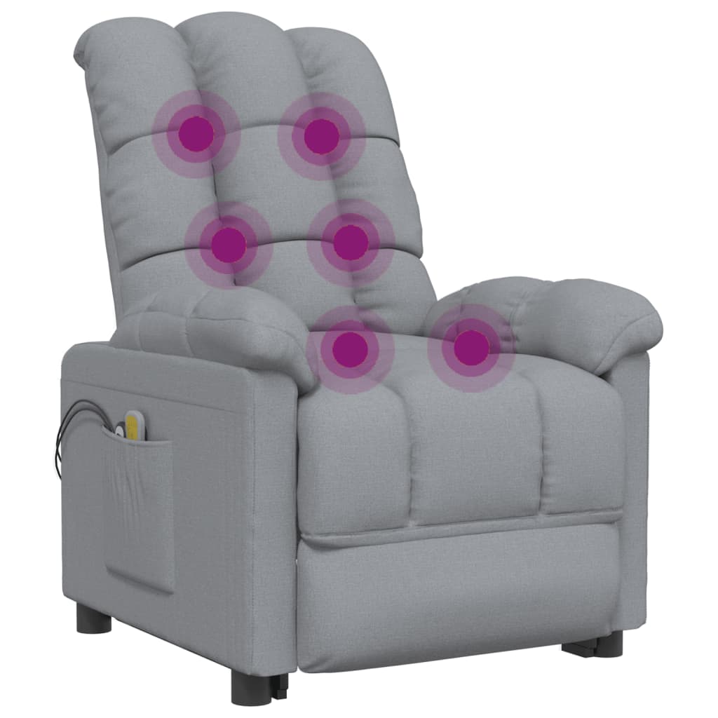 Massagesessel Elektrisch Hellgrau Stoff