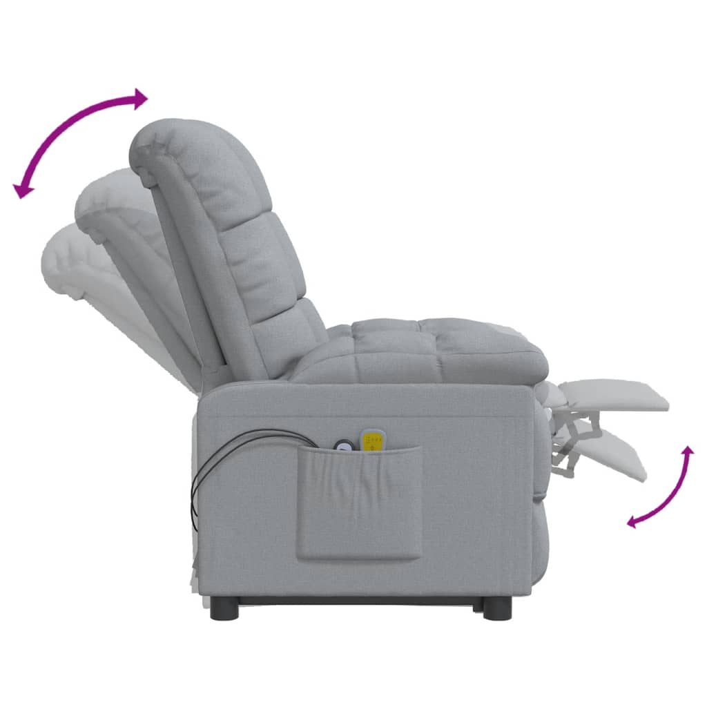 Massagesessel Elektrisch Hellgrau Stoff