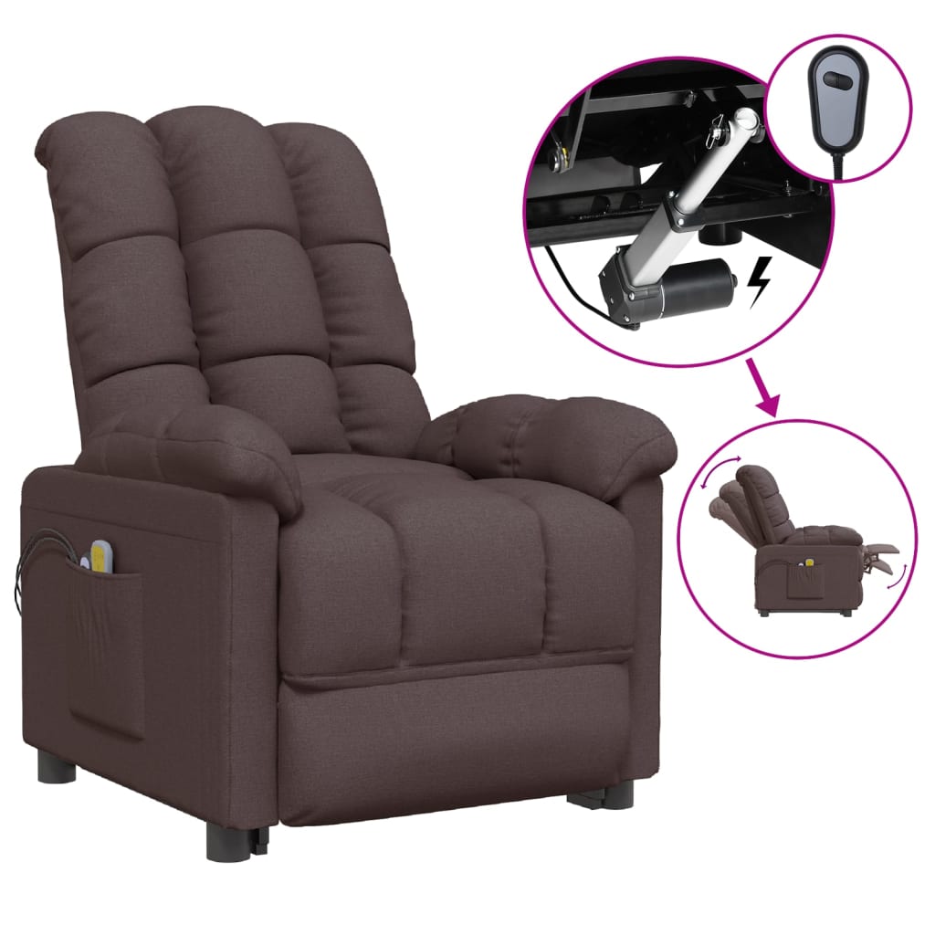 Massagesessel Elektrisch Dunkelbraun Stoff