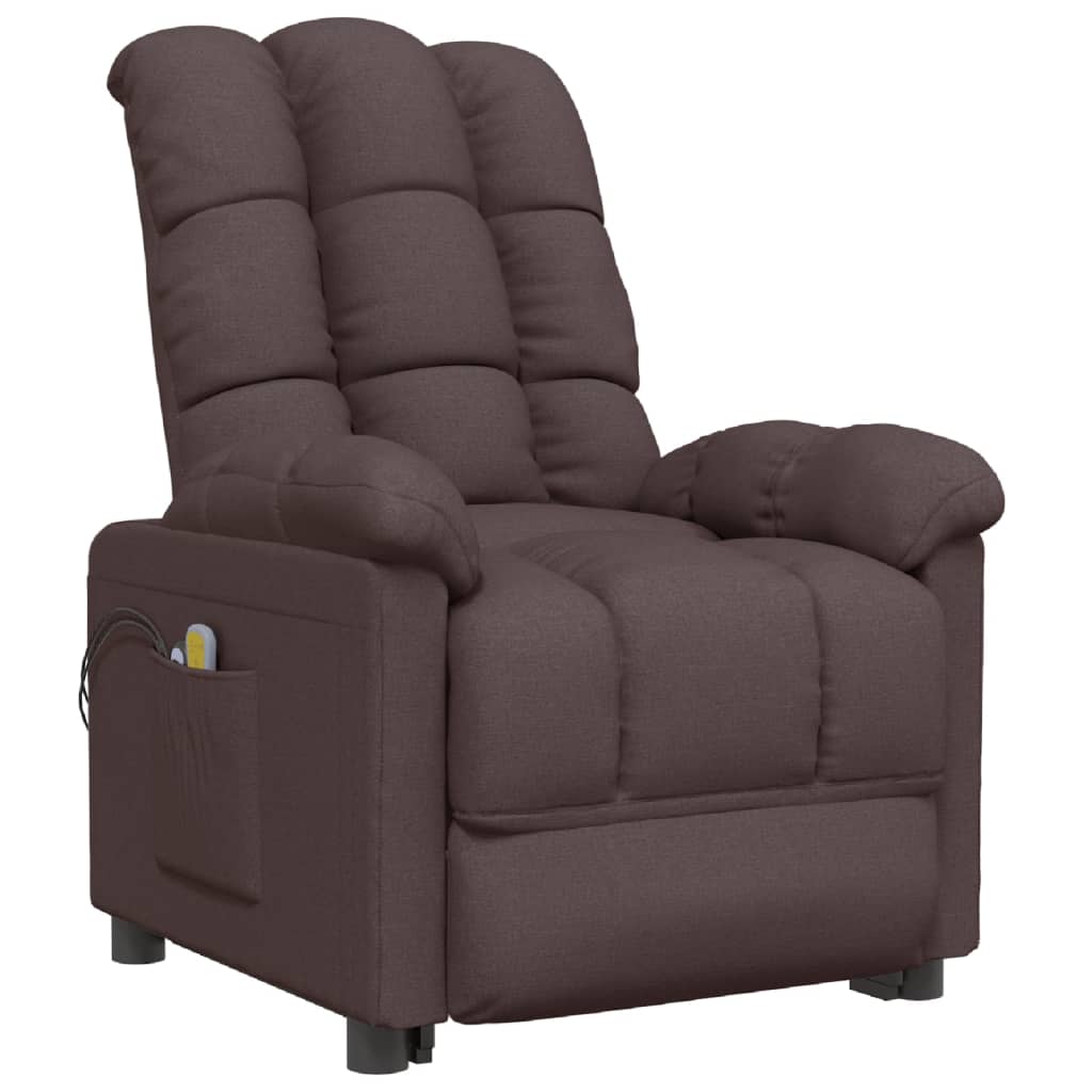 Massagesessel Elektrisch Dunkelbraun Stoff