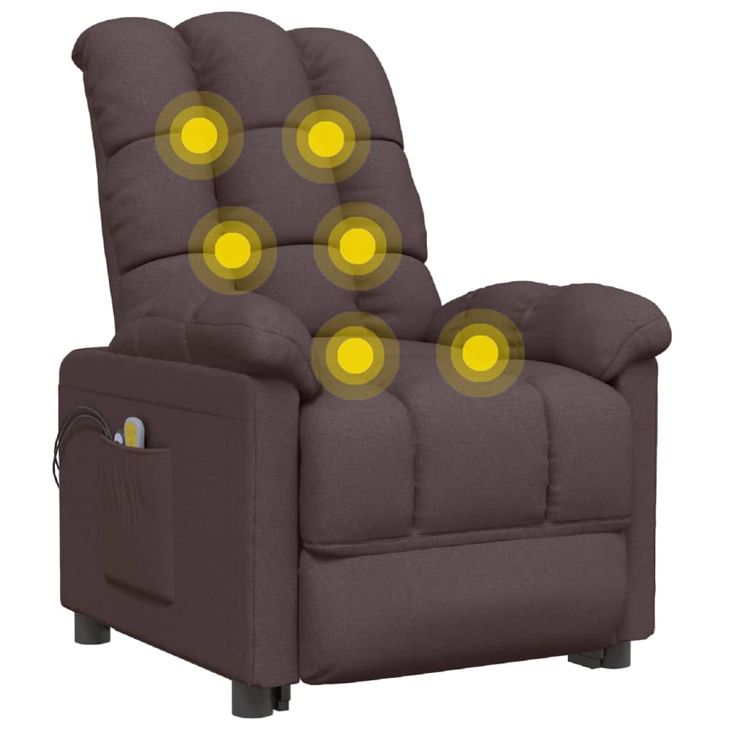 Massagesessel Elektrisch Dunkelbraun Stoff